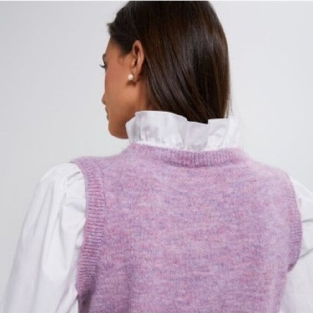 Tuckernuck NEW Lilac Purple Ella Wool Sweater Collared Long Sleeve Blouse Size M - Picture 4 of 8